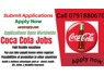 Coca Cola Beverages Company offering job s available contact HRD 0791880670